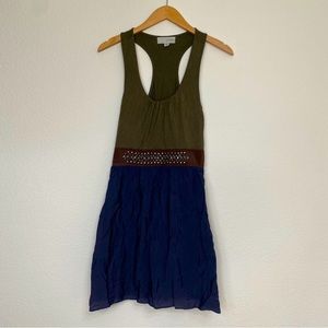 Alythea Y2K Navy Olive Studded Racerback Fit & Flare Mini Dress Size Small Retro